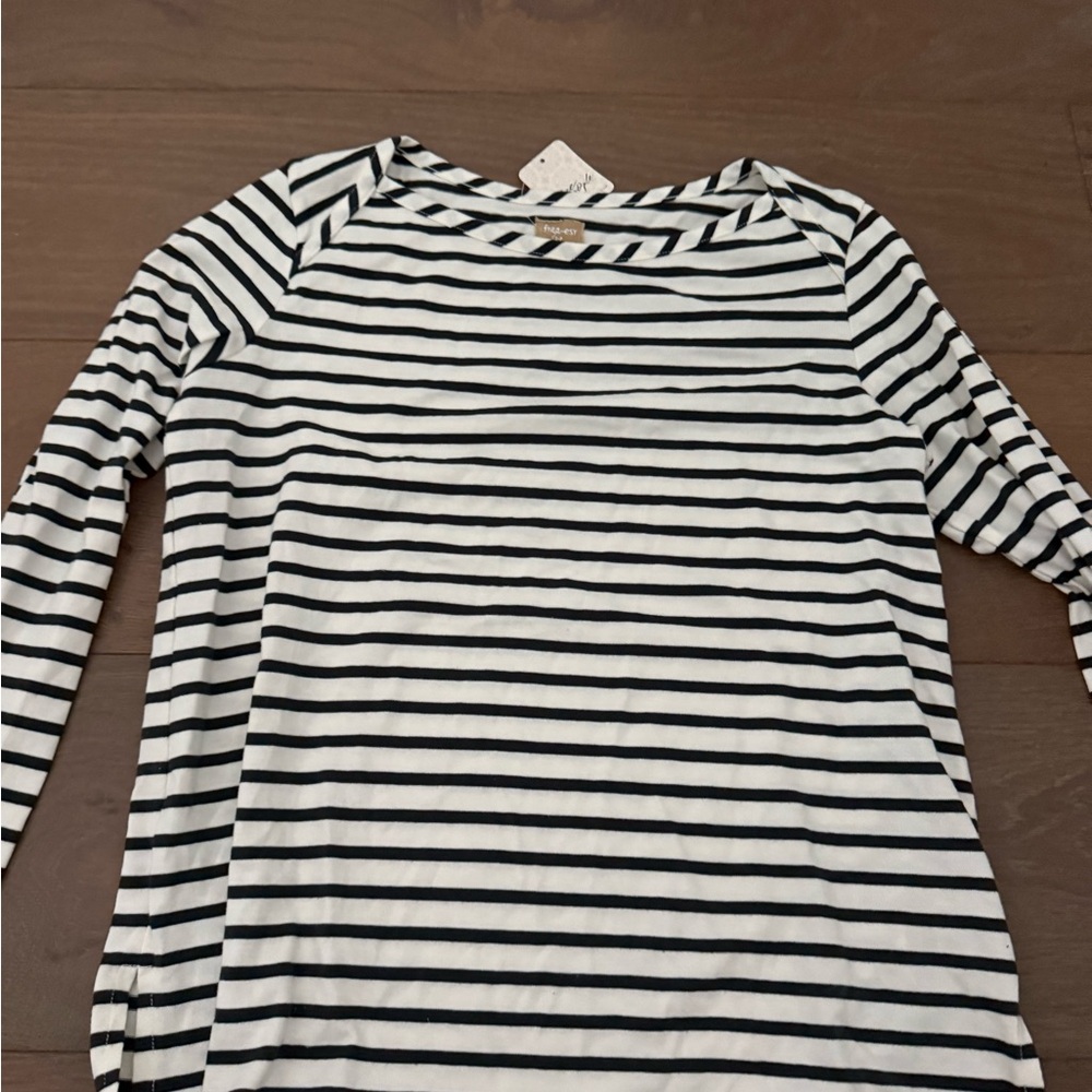 We The Free Black and White Striped Long Sleeve Top